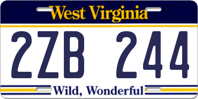 WV license plate 2ZB244