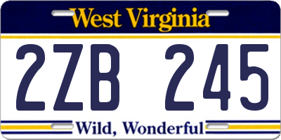 WV license plate 2ZB245