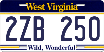 WV license plate 2ZB250
