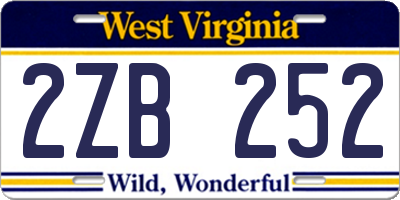 WV license plate 2ZB252
