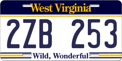 WV license plate 2ZB253