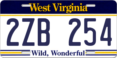 WV license plate 2ZB254