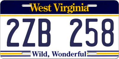 WV license plate 2ZB258