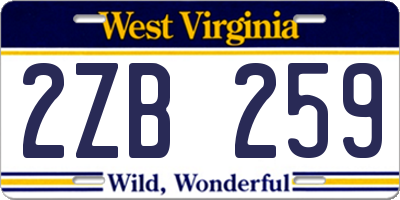 WV license plate 2ZB259