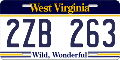 WV license plate 2ZB263