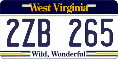 WV license plate 2ZB265