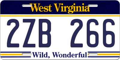 WV license plate 2ZB266