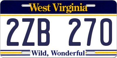 WV license plate 2ZB270