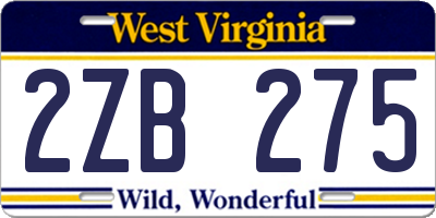 WV license plate 2ZB275
