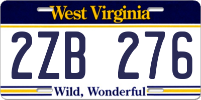 WV license plate 2ZB276