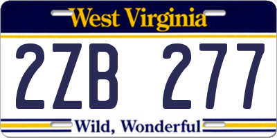 WV license plate 2ZB277