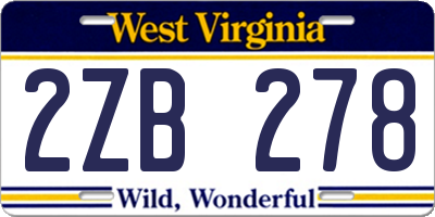 WV license plate 2ZB278