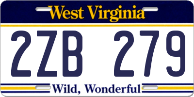 WV license plate 2ZB279