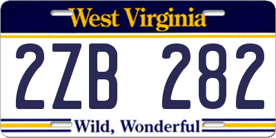 WV license plate 2ZB282