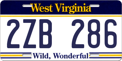 WV license plate 2ZB286