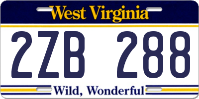 WV license plate 2ZB288