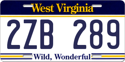 WV license plate 2ZB289