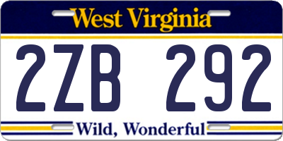 WV license plate 2ZB292