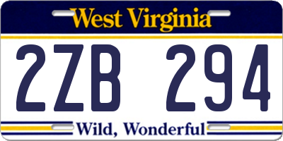 WV license plate 2ZB294