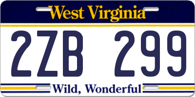 WV license plate 2ZB299