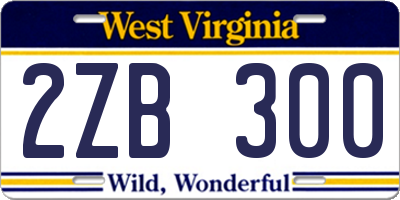 WV license plate 2ZB300