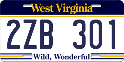 WV license plate 2ZB301
