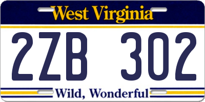 WV license plate 2ZB302