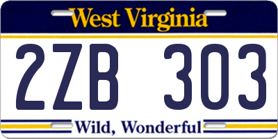 WV license plate 2ZB303