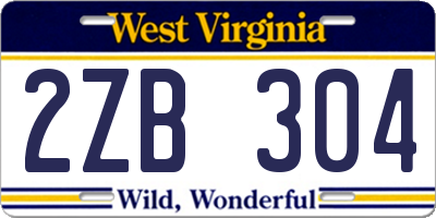 WV license plate 2ZB304