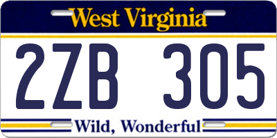 WV license plate 2ZB305