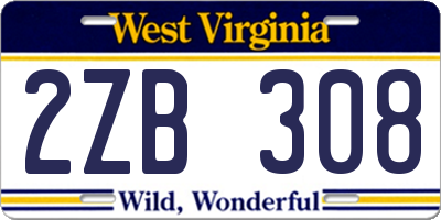 WV license plate 2ZB308