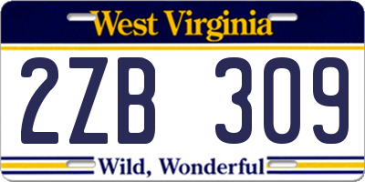 WV license plate 2ZB309