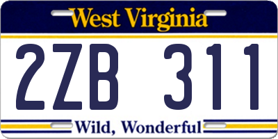 WV license plate 2ZB311