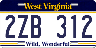 WV license plate 2ZB312