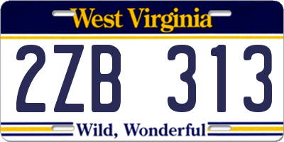 WV license plate 2ZB313