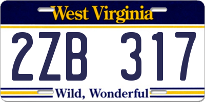 WV license plate 2ZB317