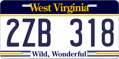 WV license plate 2ZB318