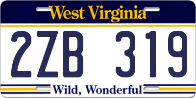 WV license plate 2ZB319