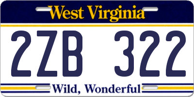 WV license plate 2ZB322
