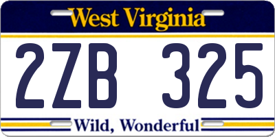 WV license plate 2ZB325