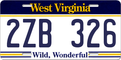 WV license plate 2ZB326