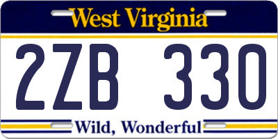 WV license plate 2ZB330