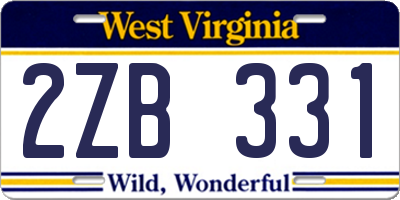 WV license plate 2ZB331