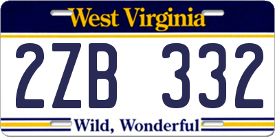 WV license plate 2ZB332