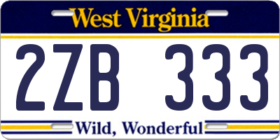 WV license plate 2ZB333