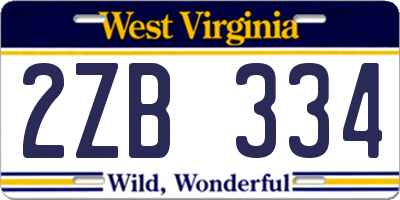 WV license plate 2ZB334