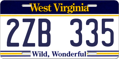 WV license plate 2ZB335