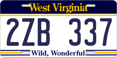 WV license plate 2ZB337