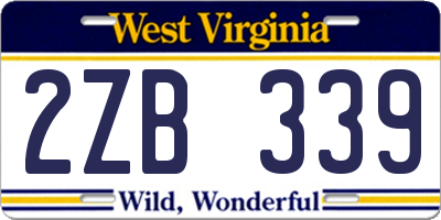 WV license plate 2ZB339
