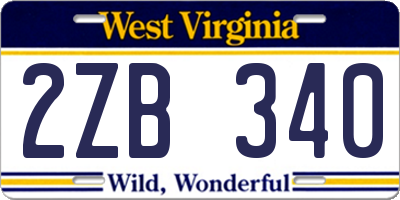 WV license plate 2ZB340